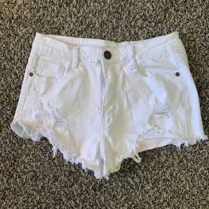 Fashion Nova White Distressed Jean Shorts